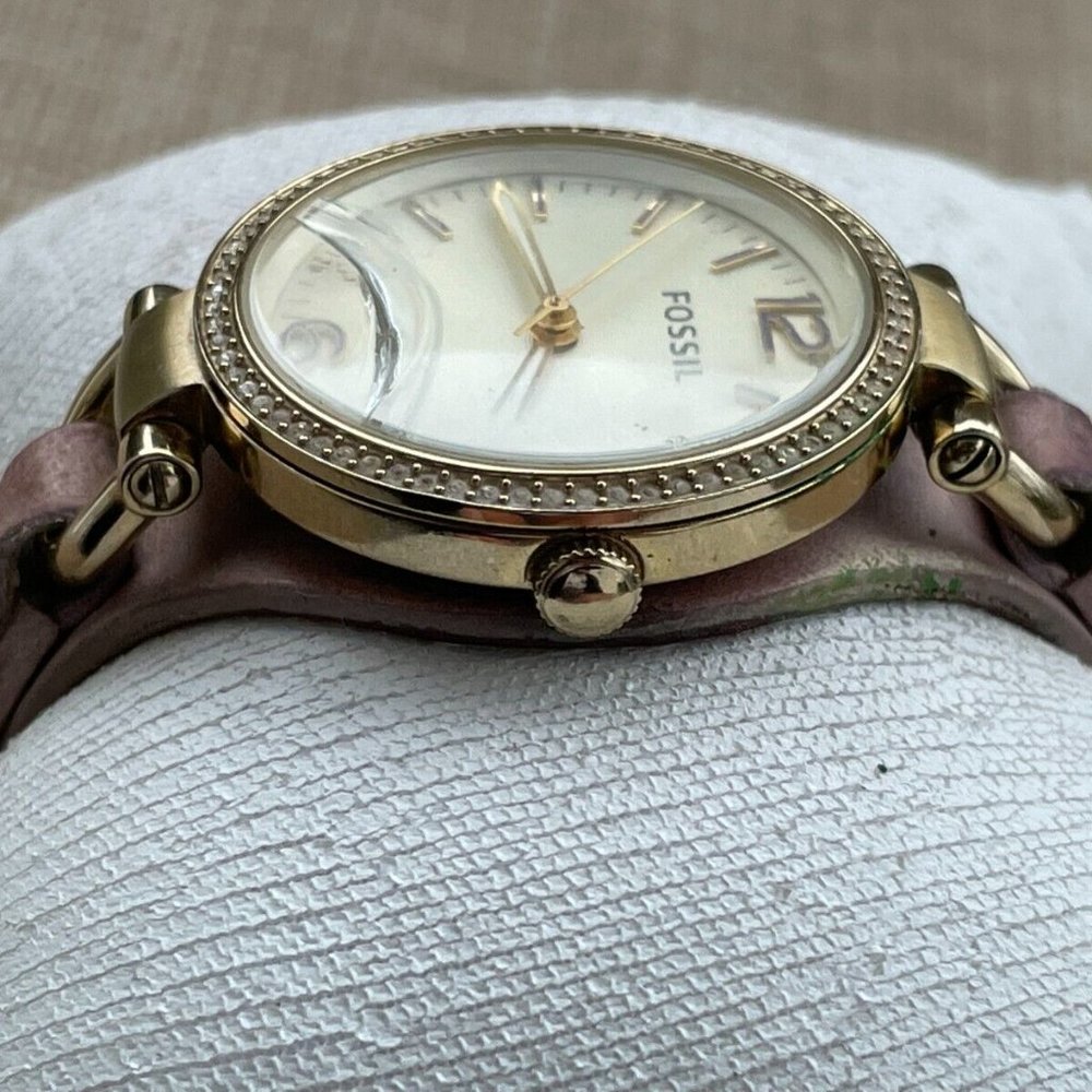 Fossil Ladies Wristwatch Pink Leather Band Gold Tone Case AS IS Read desc - Picture 11 of 11